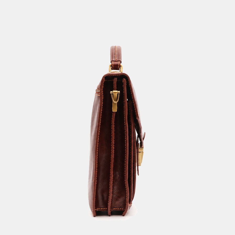 Cartella in Pelle Marrone VIAVERDI Made in Italy Linea Firenze a 3 Soffietti Pc 15.6