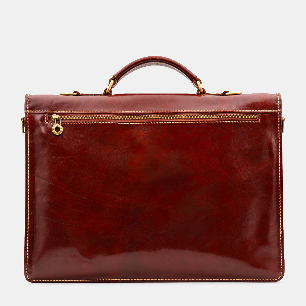 Cartella in Pelle Marrone VIAVERDI Made in Italy Linea Firenze a 3 Soffietti Pc 15.6