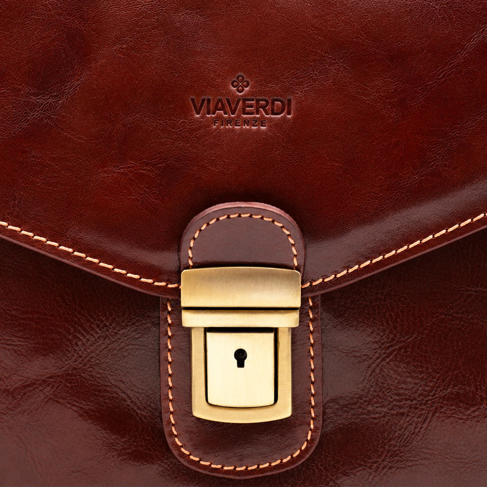 Cartella in Pelle Marrone VIAVERDI Made in Italy Linea Firenze a 3 Soffietti Pc 15.6