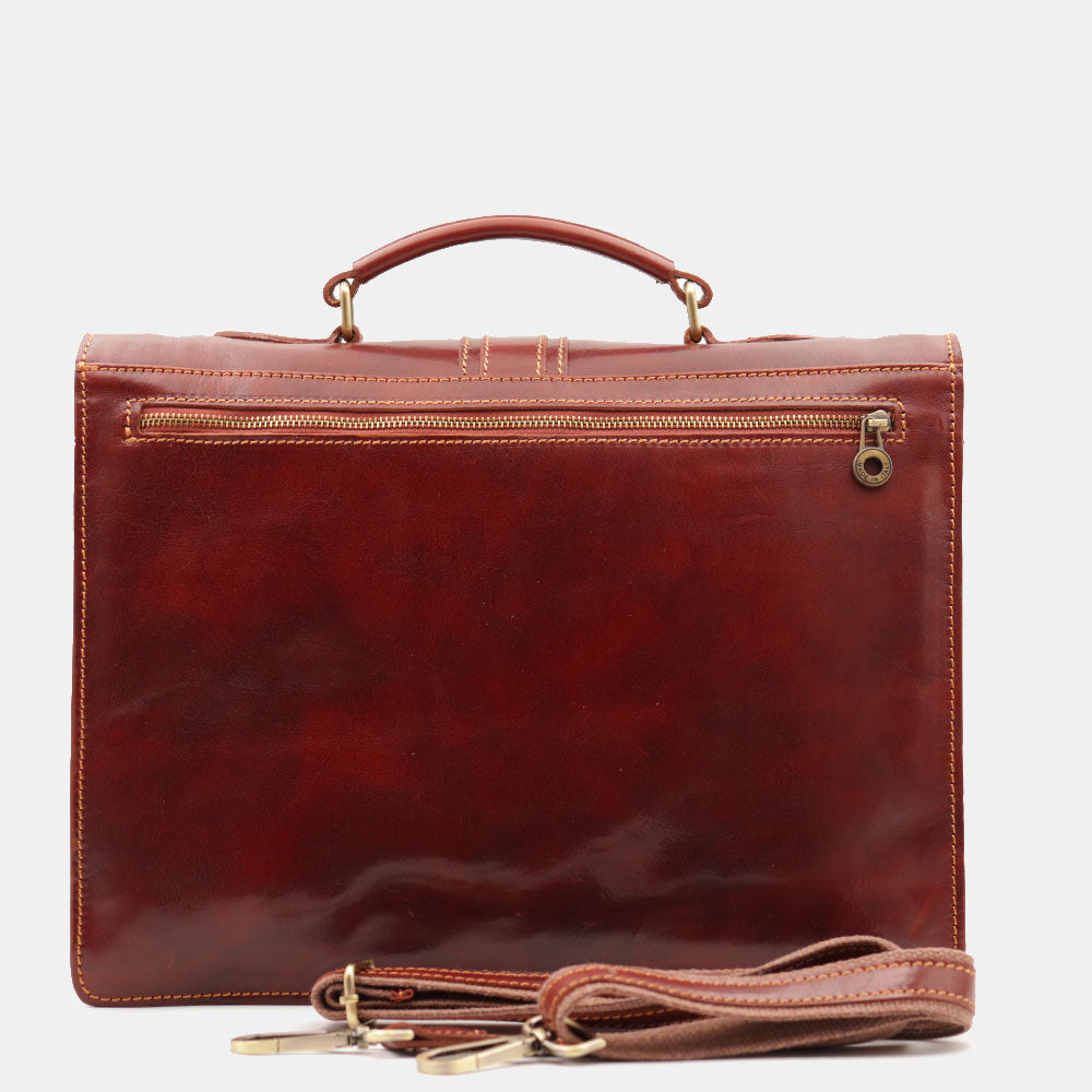 Cartella in Pelle Marrone VIAVERDI Made in Italy Linea Firenze a 3 Soffietti Pc 15.6