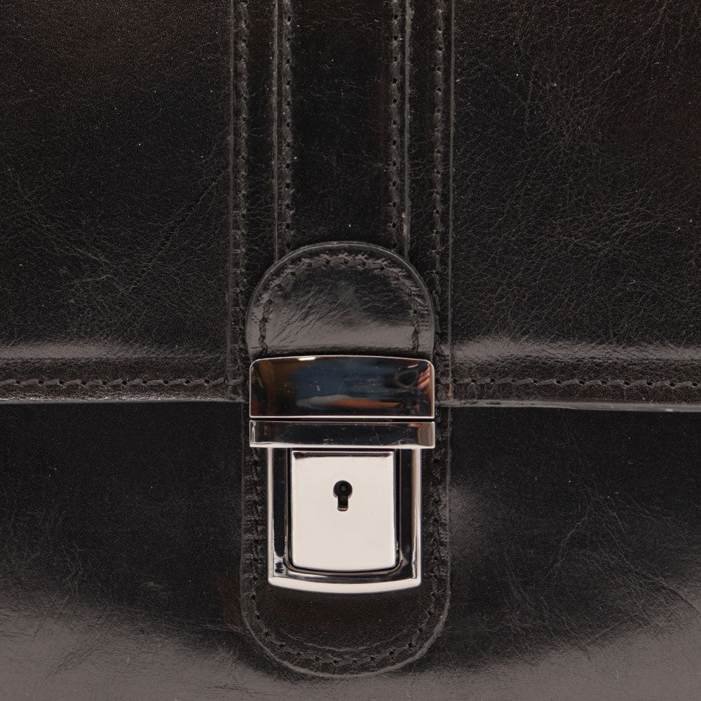 Cartella in Pelle Nera VIAVERDI Made in Italy Linea Firenze a 3 Soffietti Pc 15.6