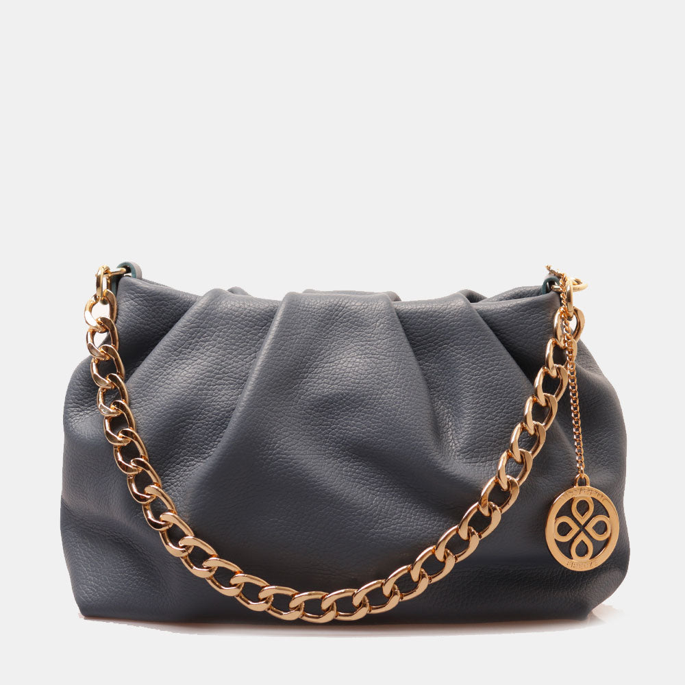 Borsa Hobo a Spalla con Catena VIAVERDI in Pelle Avio Made in Italy linea Monteriggioni