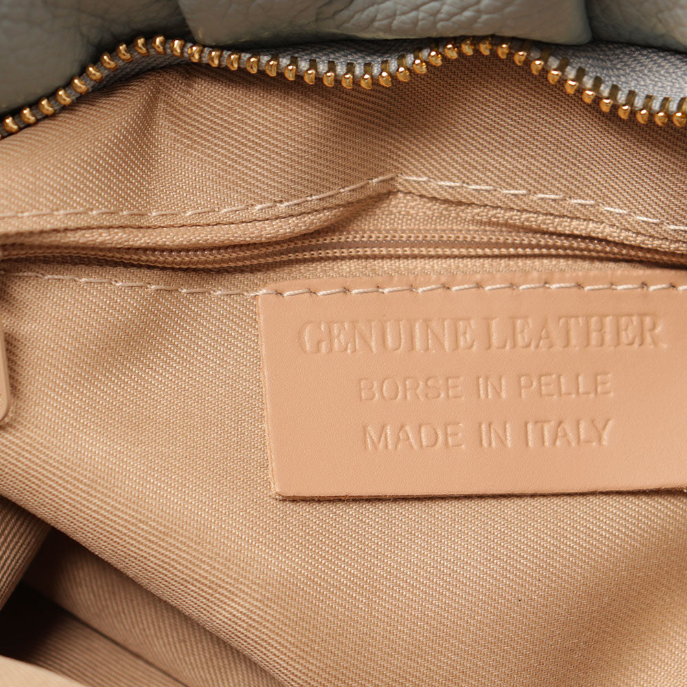 Borsa Hobo a Spalla con Catena VIAVERDI in Pelle Celeste Made in Italy linea Monteriggioni