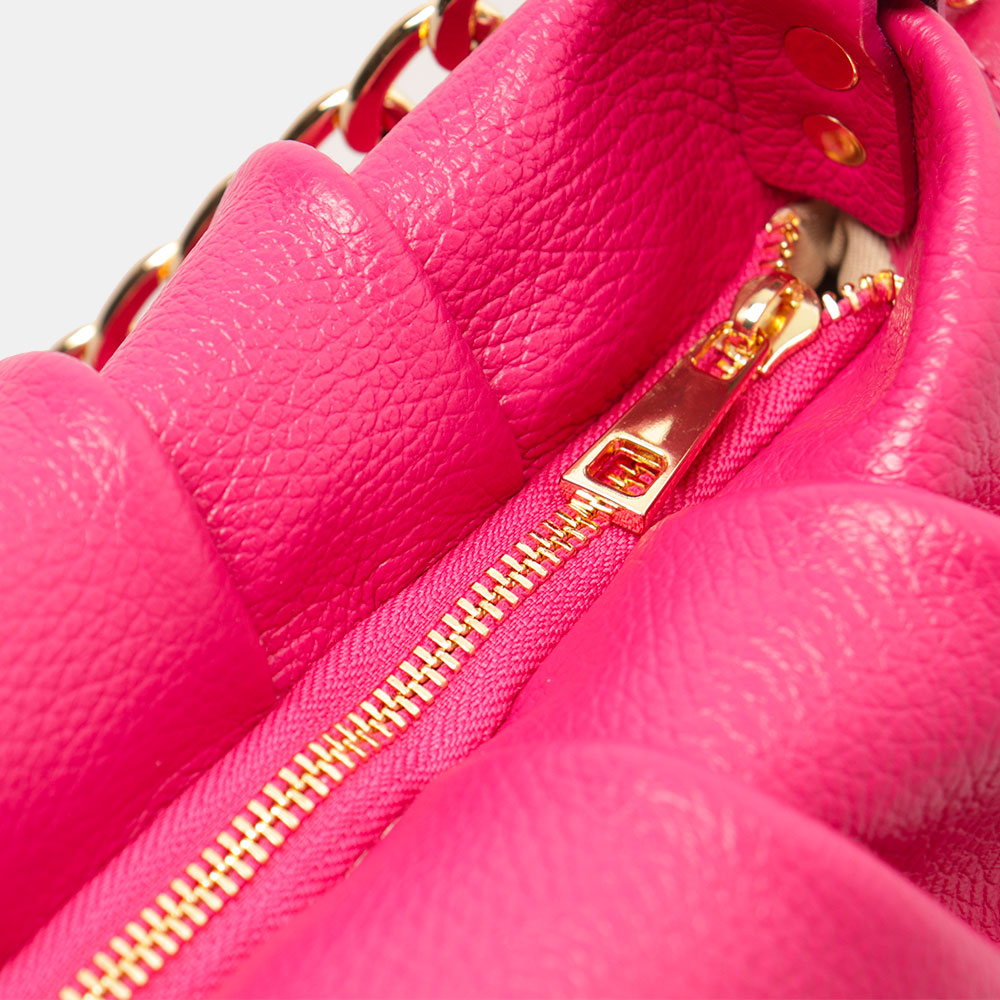 Borsa Hobo a Spalla con Catena VIAVERDI in Pelle Fucsia Made in Italy linea Monteriggioni