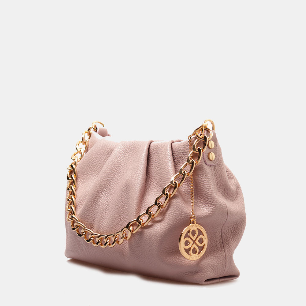 Borsa Hobo a Spalla con Catena VIAVERDI in Pelle Lilla Made in Italy linea Monteriggioni