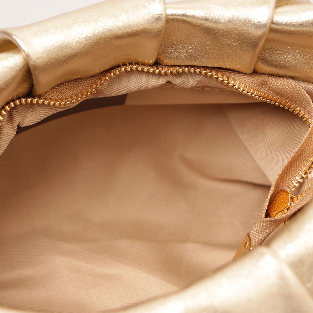 Borsa Hobo a Spalla con Catena VIAVERDI in Pelle Oro Made in Italy linea Monteriggioni