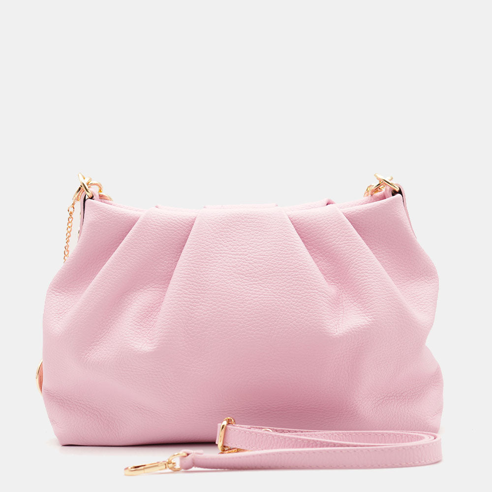 Borsa Hobo a Spalla con Catena VIAVERDI in Pelle Rosa Made in Italy linea Monteriggioni