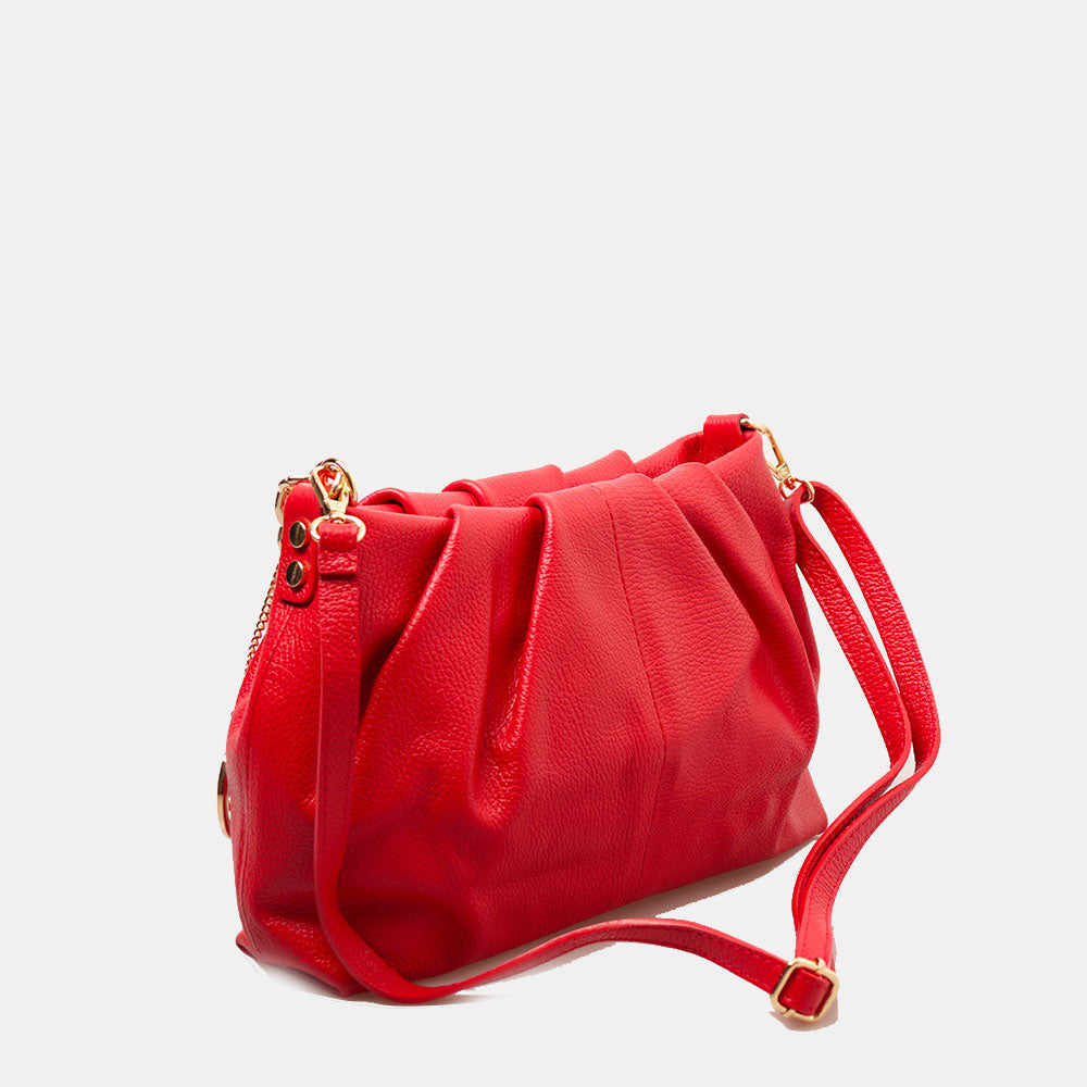 Borsa Hobo a Spalla con Catena VIAVERDI in Pelle Rossa Made in Italy linea Monteriggioni