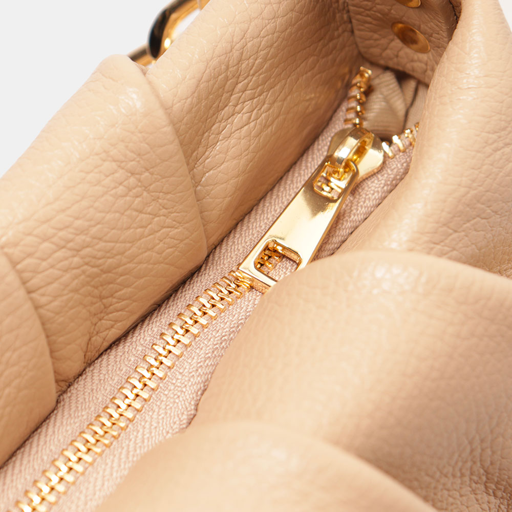 Borsa Hobo a Spalla con Catena VIAVERDI in Pelle Taupe Made in Italy linea Monteriggioni