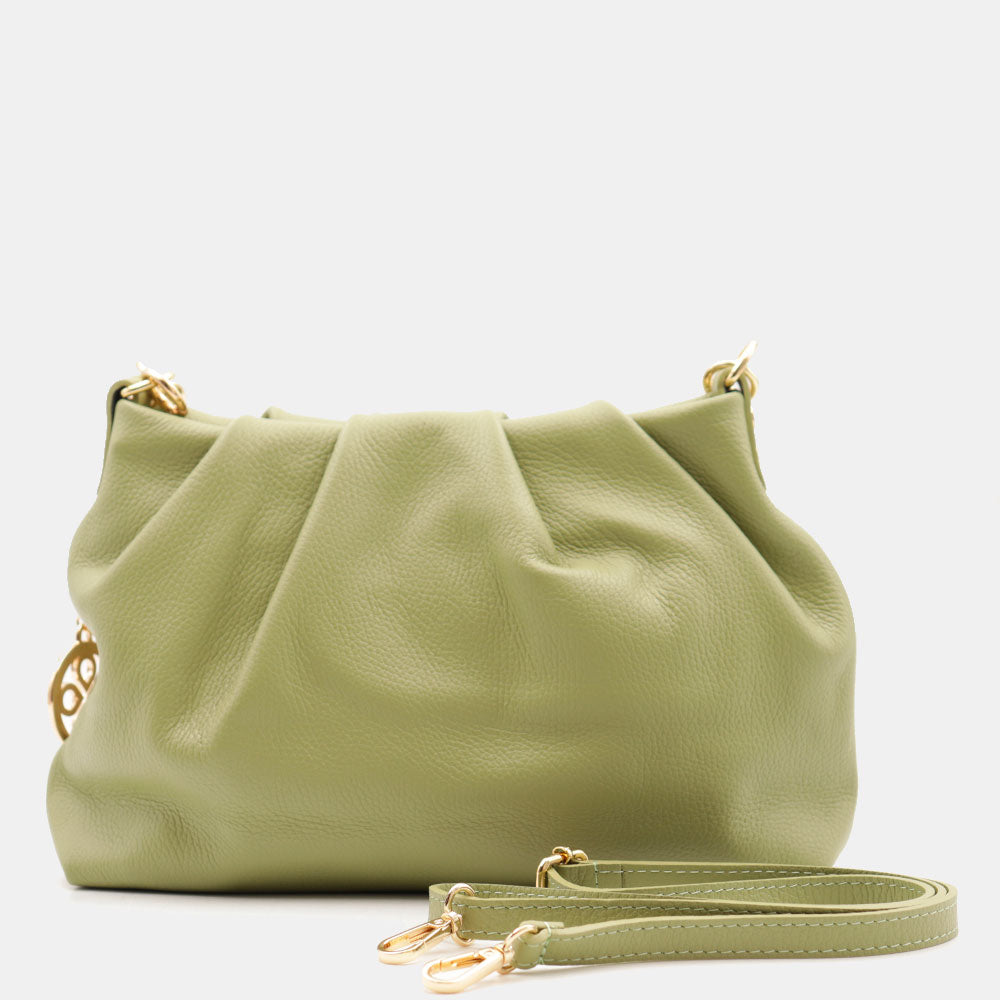 Borsa Hobo a Spalla con Catena VIAVERDI in Pelle Verde Made in Italy linea Monteriggioni