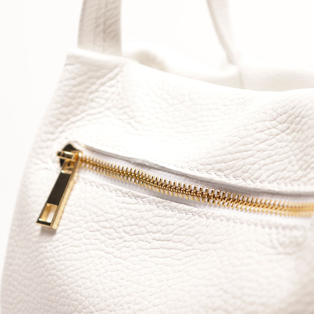 Handtasche mit Schultergurt VIAVERDI aus weißem Leder Made in Italy Castiglione Linie