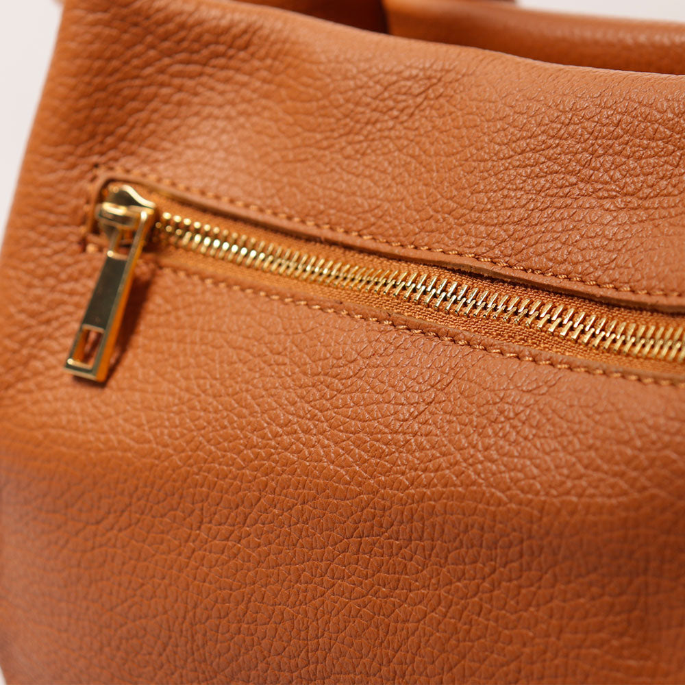 Borsa a Mano con Tracolla VIAVERDI in Pelle Cuoio Made in Italy linea Castiglione