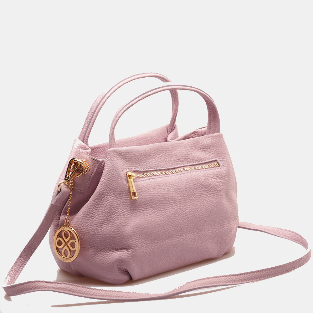 Borsa a Mano con Tracolla VIAVERDI in Pelle Lilla Made in Italy linea Castiglione