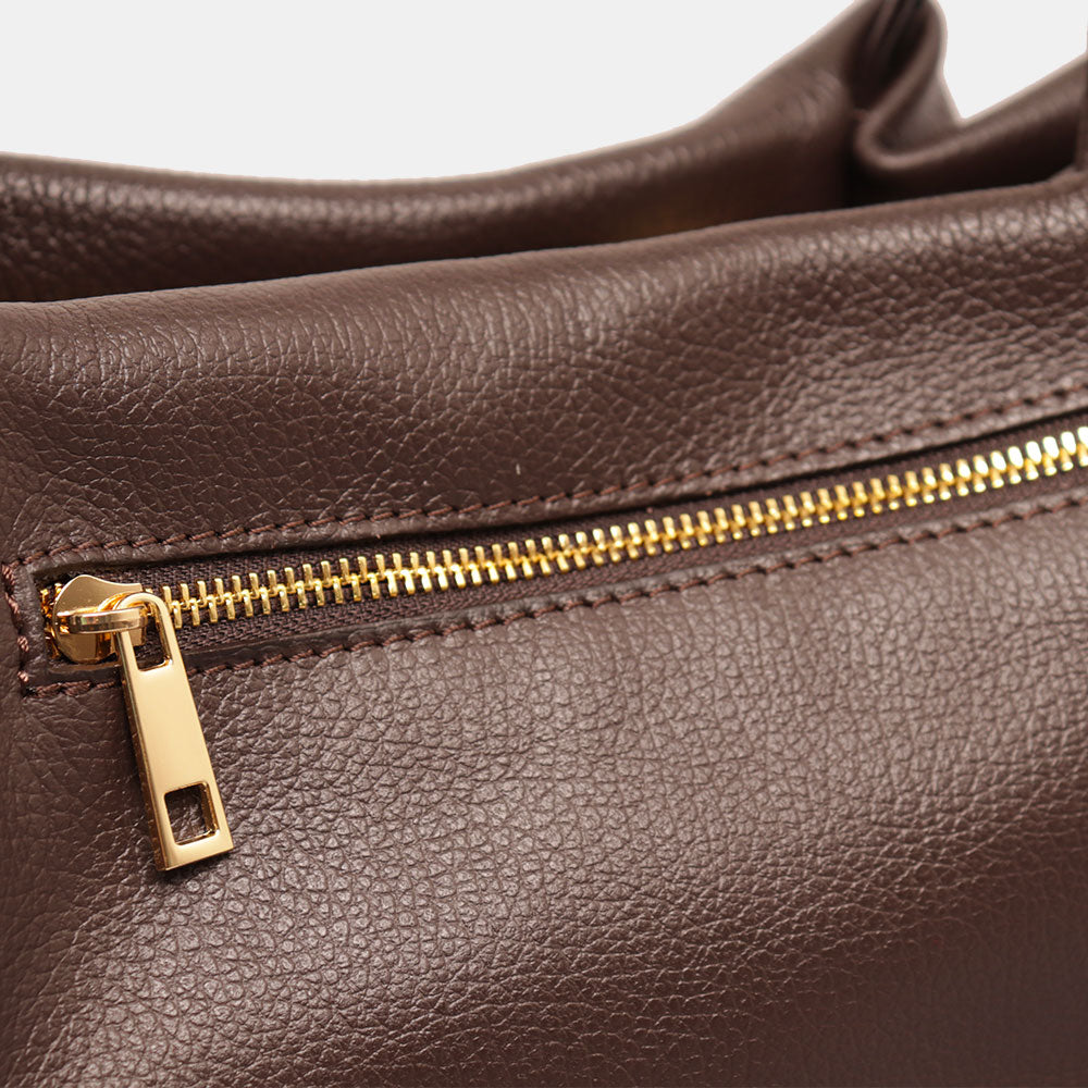 Borsa a Mano con Tracolla VIAVERDI in Pelle Testa di Moro Made in Italy linea Castiglione