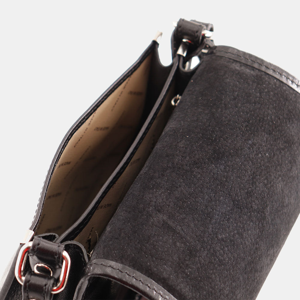 Borsa a Tracolla VIAVERDI in Pelle Nera modello Sella Made in Italy linea Firenze