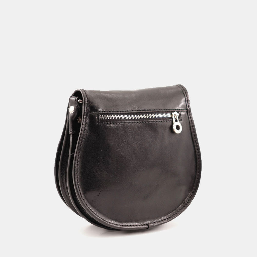 Borsa a Tracolla VIAVERDI in Pelle Nera modello Sella Made in Italy linea Firenze