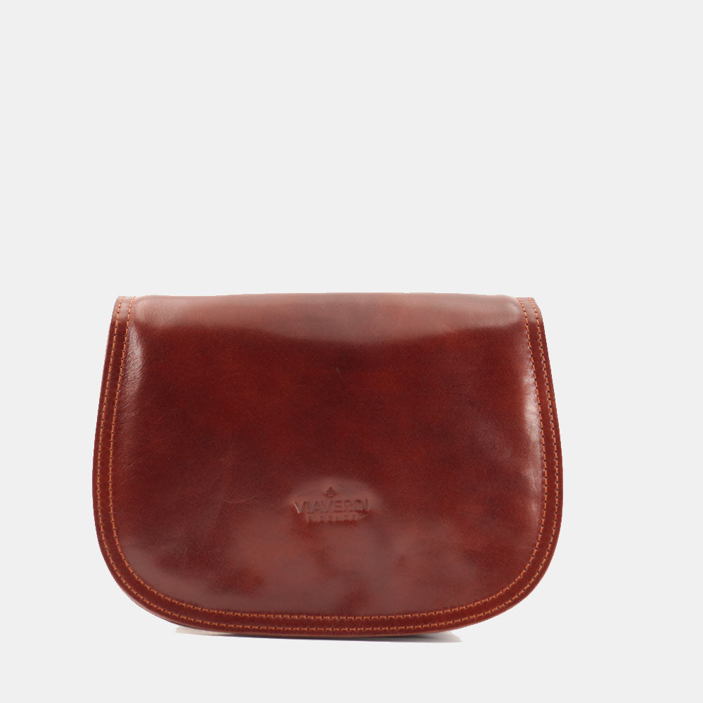 Borsa a Tracolla VIAVERDI in Pelle Marrone Made in Italy linea Firenze