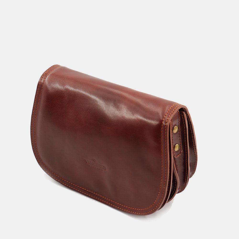 Borsa a Tracolla VIAVERDI in Pelle Marrone Made in Italy linea Firenze
