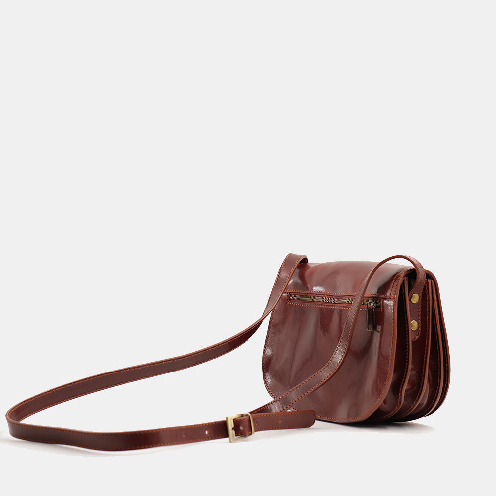 Borsa a Tracolla VIAVERDI in Pelle Marrone Made in Italy linea Firenze