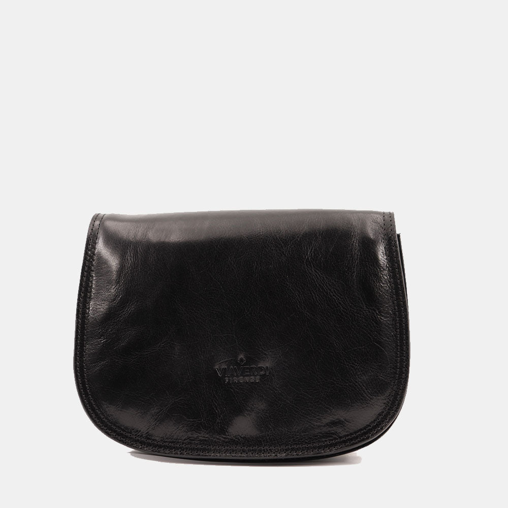 Borsa a Tracolla VIAVERDI in Pelle Nera Made in Italy linea Firenze