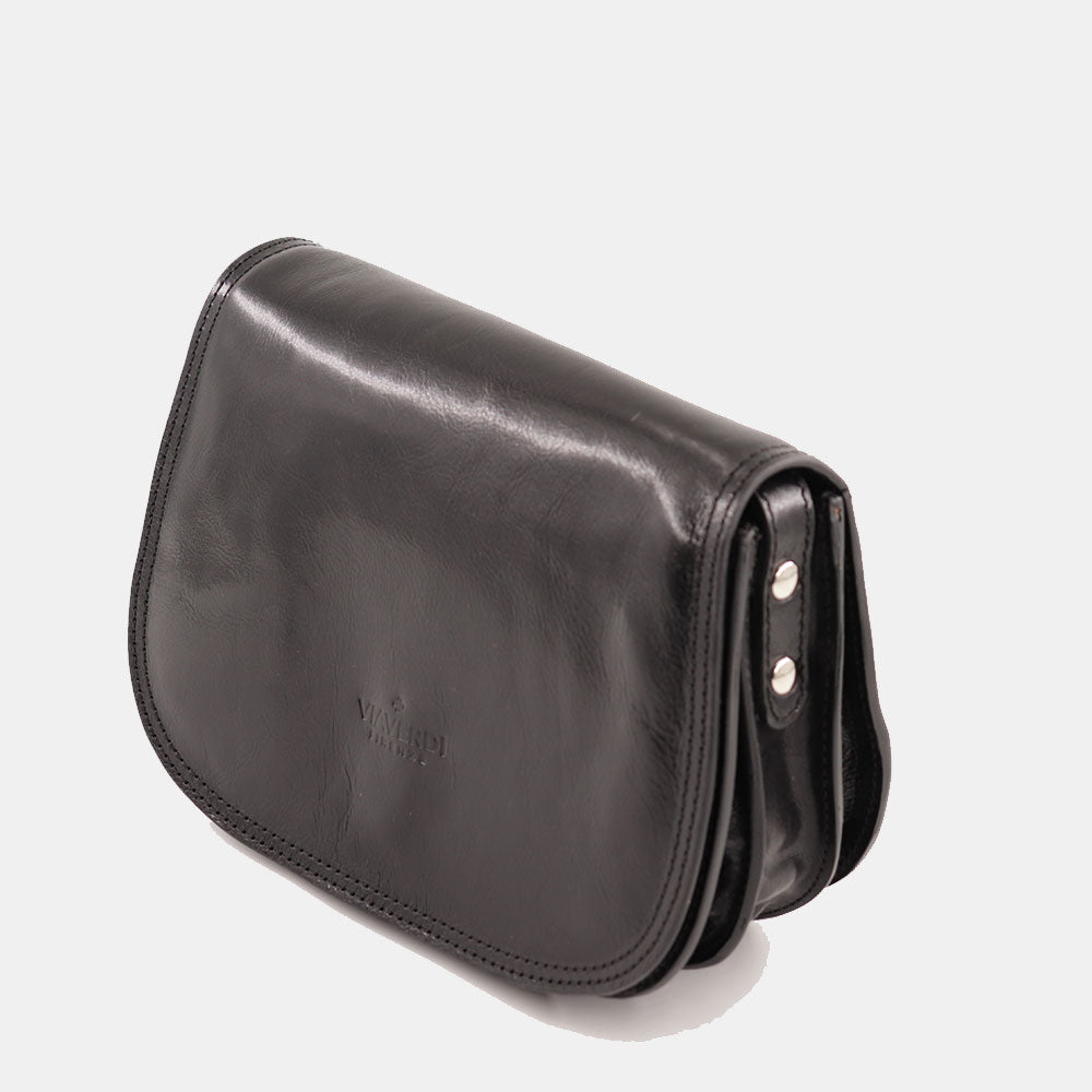 Borsa a Tracolla VIAVERDI in Pelle Nera Made in Italy linea Firenze