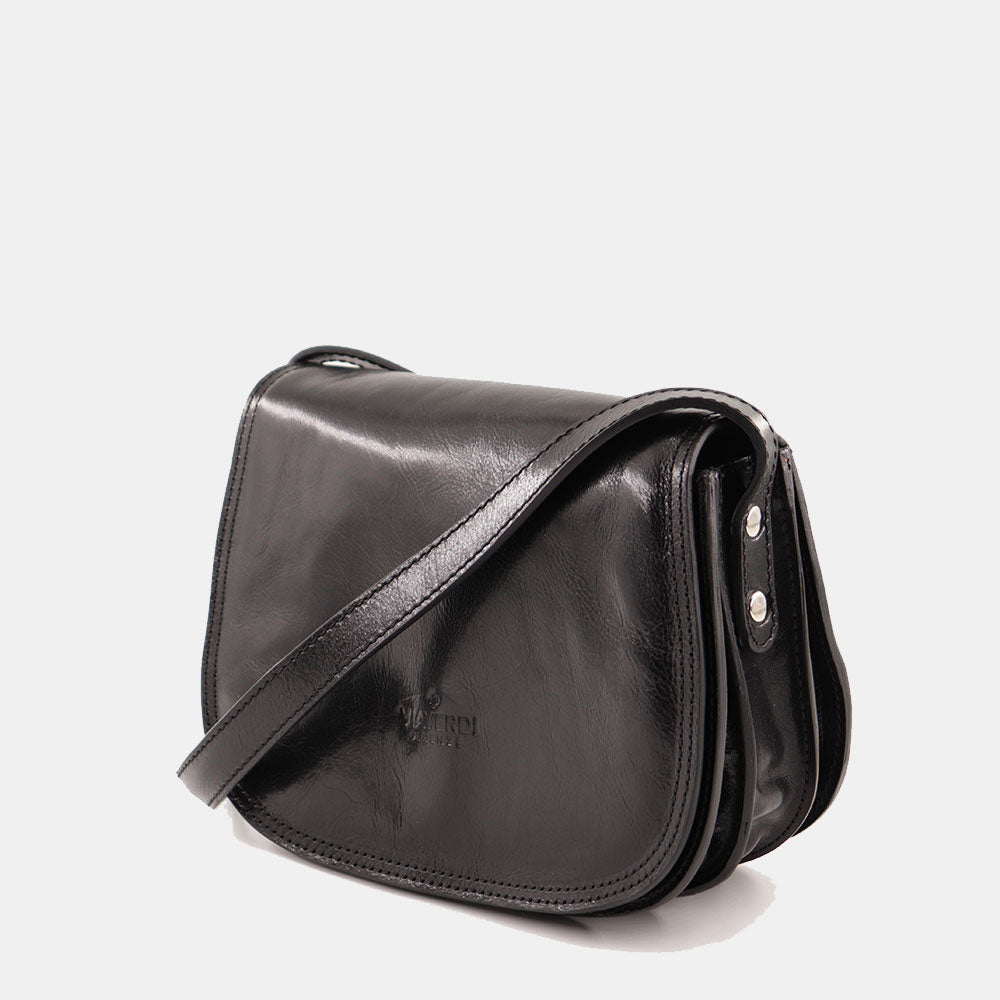 Borsa a Tracolla VIAVERDI in Pelle Nera Made in Italy linea Firenze