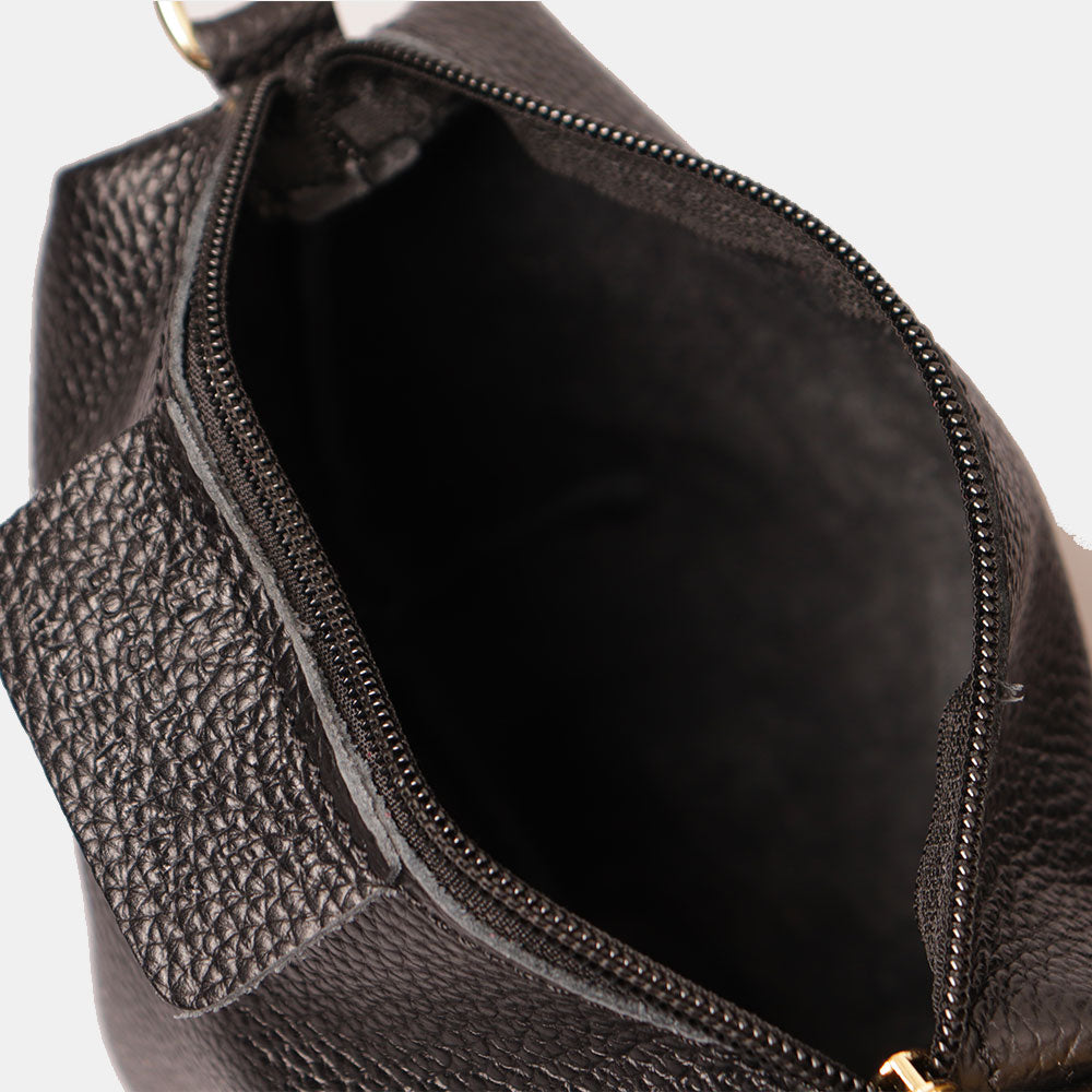 Borsa Secchiello con Pochette VIAVERDI in Camoscio e Pelle Nera Made in Italy linea Pienza