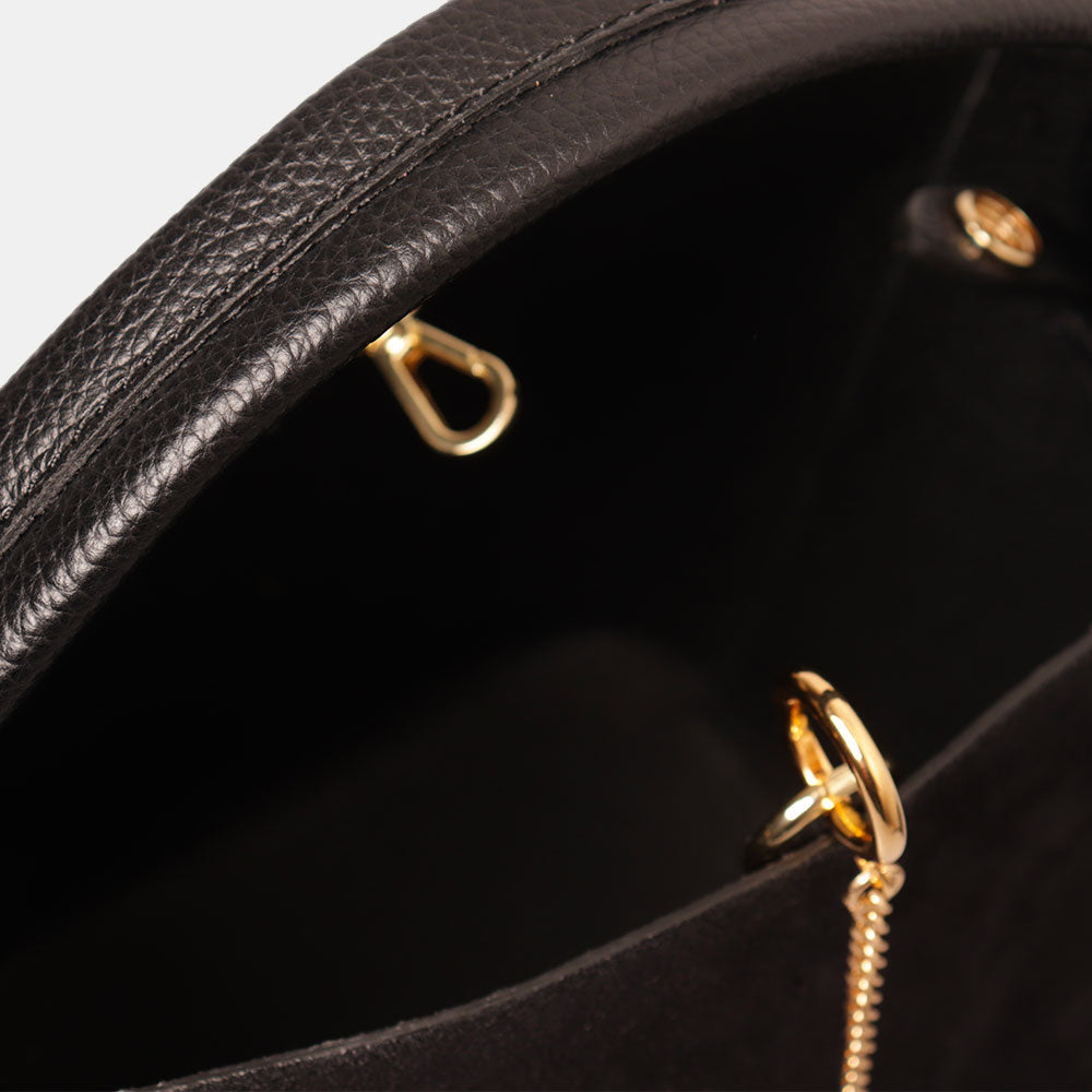 Borsa Secchiello con Pochette VIAVERDI in Camoscio e Pelle Nera Made in Italy linea Pienza