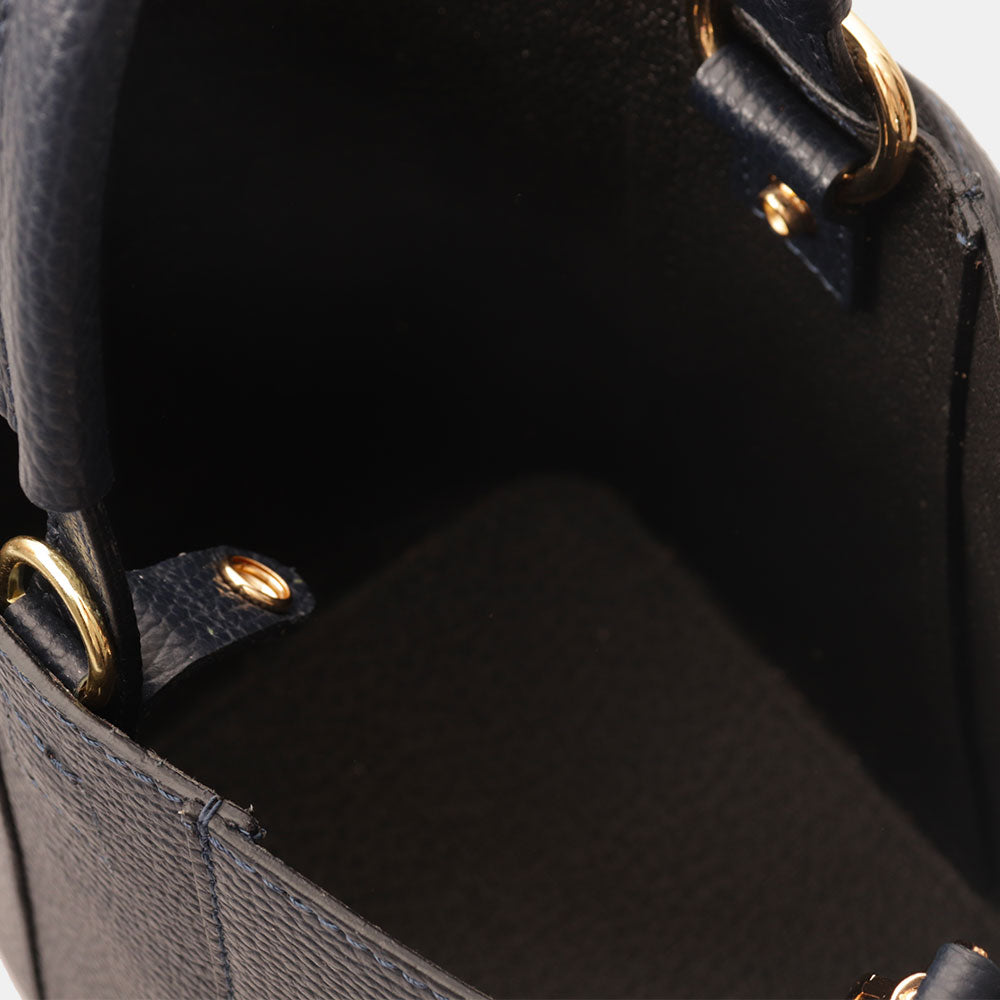 Borsa Secchiello con Pochette VIAVERDI in Pelle Blu Made in Italy linea Pienza