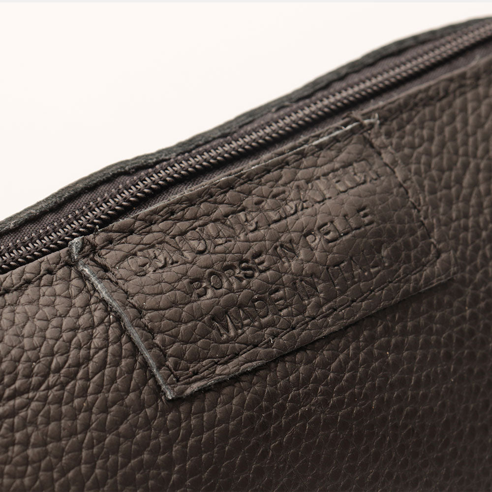 Borsa Secchiello con Pochette VIAVERDI in Pelle Nera Made in Italy linea Pienza