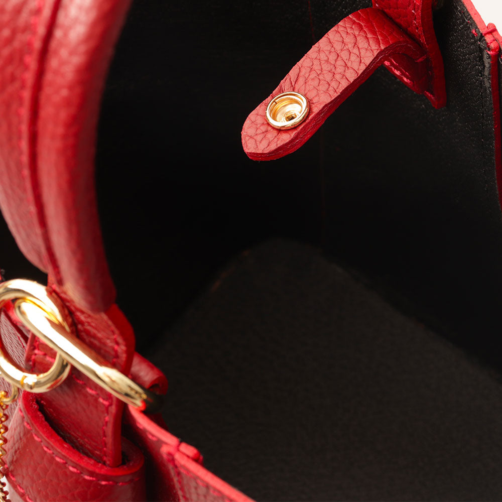 Borsa Secchiello con Pochette VIAVERDI in Pelle Bordeaux Made in Italy linea Pienza