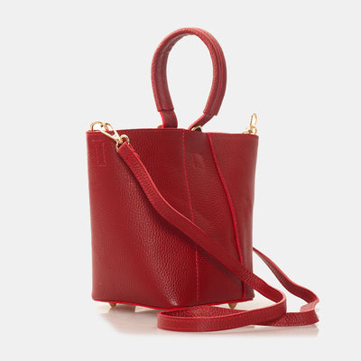 Borsa Secchiello con Tracolla e Pochette VIAVERDI in Pelle Rosso Scuro Made in Italy linea Pienza