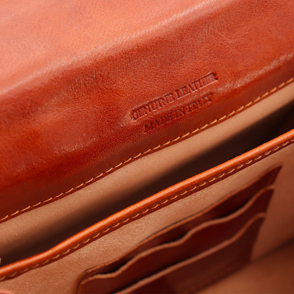 Borsa a Tracolla in Pelle color Cuoio VIAVERDI Made in Italy linea Firenze