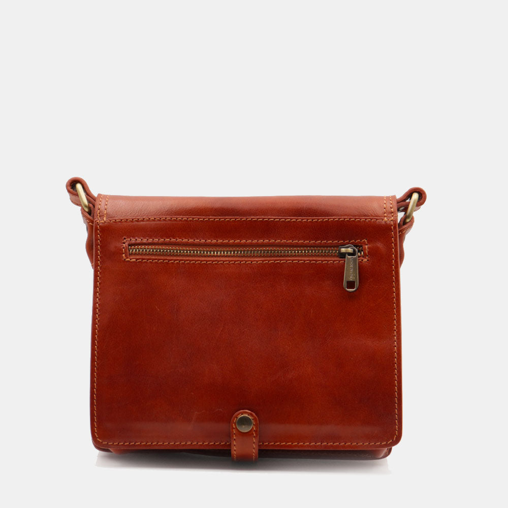 Borsa a Tracolla in Pelle color Cuoio VIAVERDI Made in Italy linea Firenze