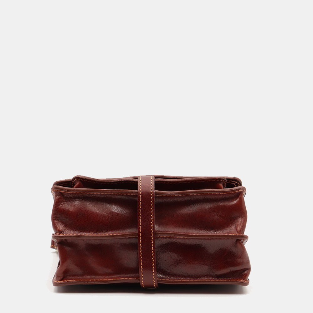 Borsa a Tracolla in Pelle Marrone VIAVERDI Made in Italy linea Firenze