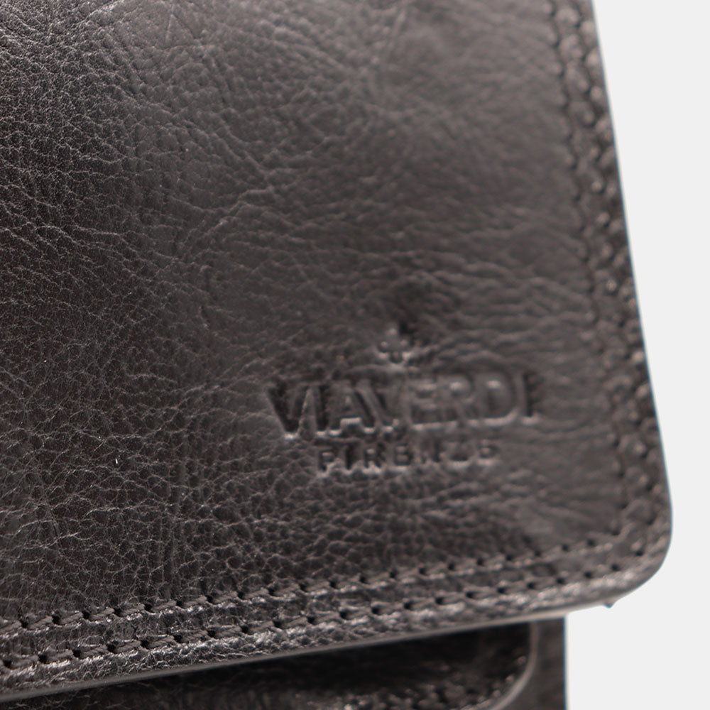 Borsa a Tracolla in Pelle Nera VIAVERDI Made in Italy linea Firenze