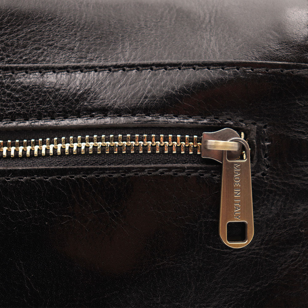 Borsa a Tracolla in Pelle Nera VIAVERDI Made in Italy linea Firenze