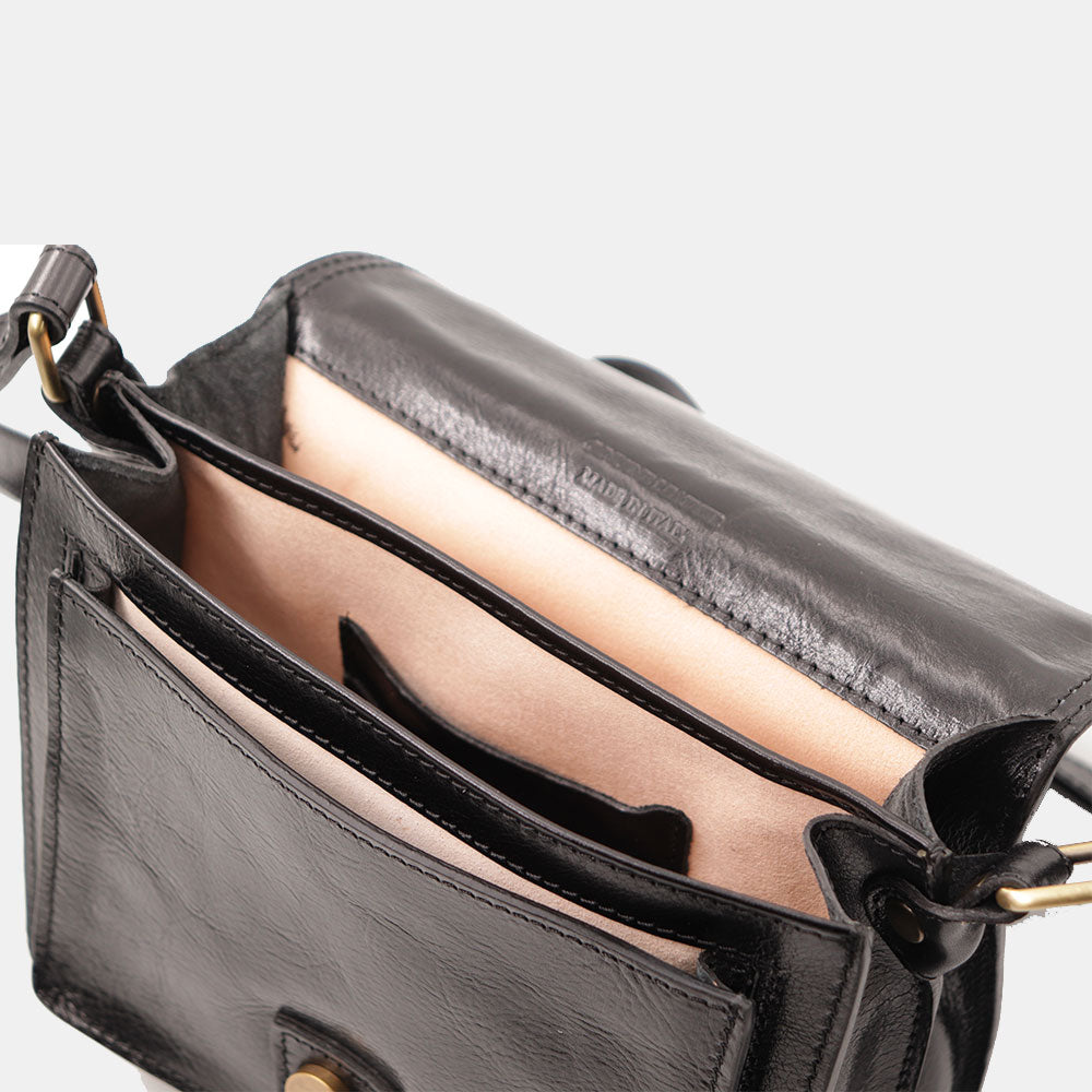 Borsa a Tracolla in Pelle Nera VIAVERDI Made in Italy linea Firenze