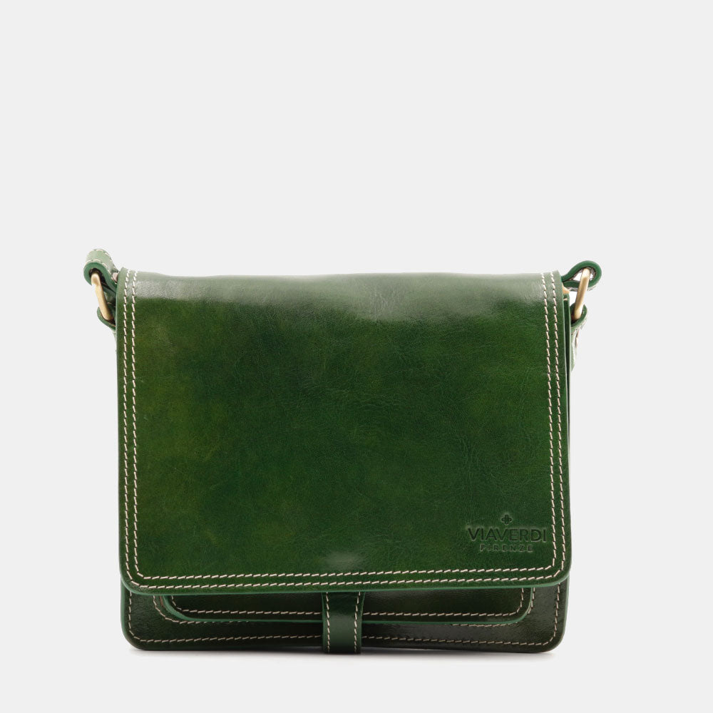 Borsa a Tracolla in Pelle Verde VIAVERDI Made in Italy linea Firenze