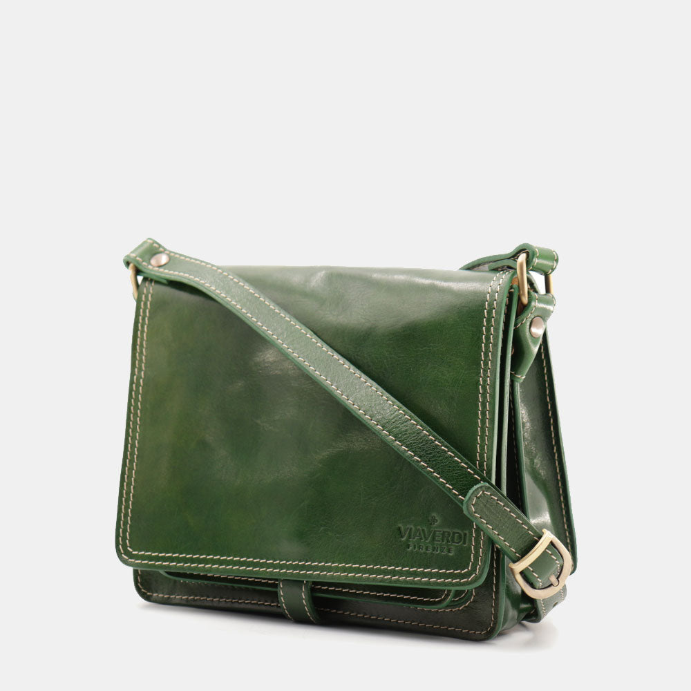 Borsa a Tracolla in Pelle Verde VIAVERDI Made in Italy linea Firenze