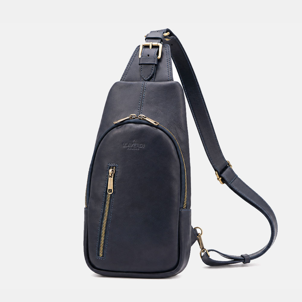 Umhängetasche aus Blauem Leder Made in Italy – Linie Firenze | ViaVerdi
