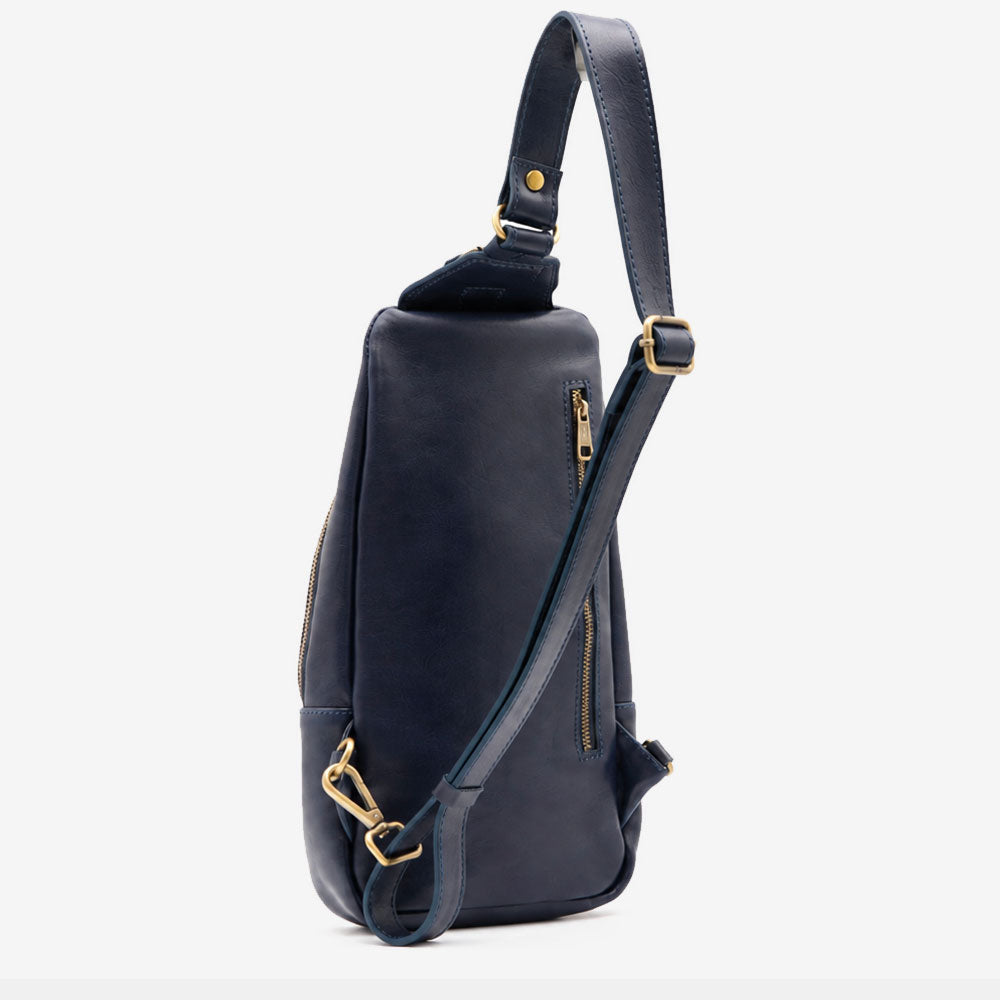 Umhängetasche aus Blauem Leder Made in Italy – Linie Firenze | ViaVerdi
