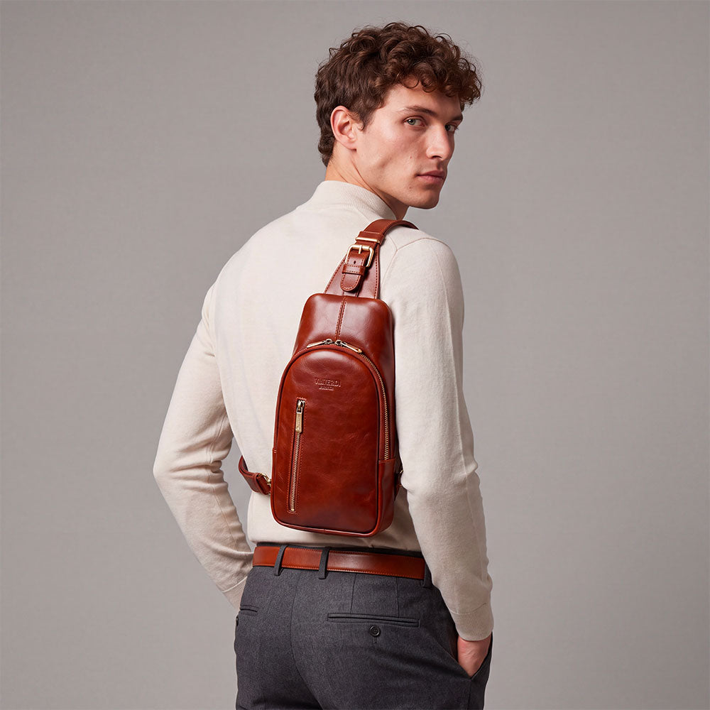 ViaVerdi Umhängetasche aus Braunem Leder Made in Italy – Linie Firenze
