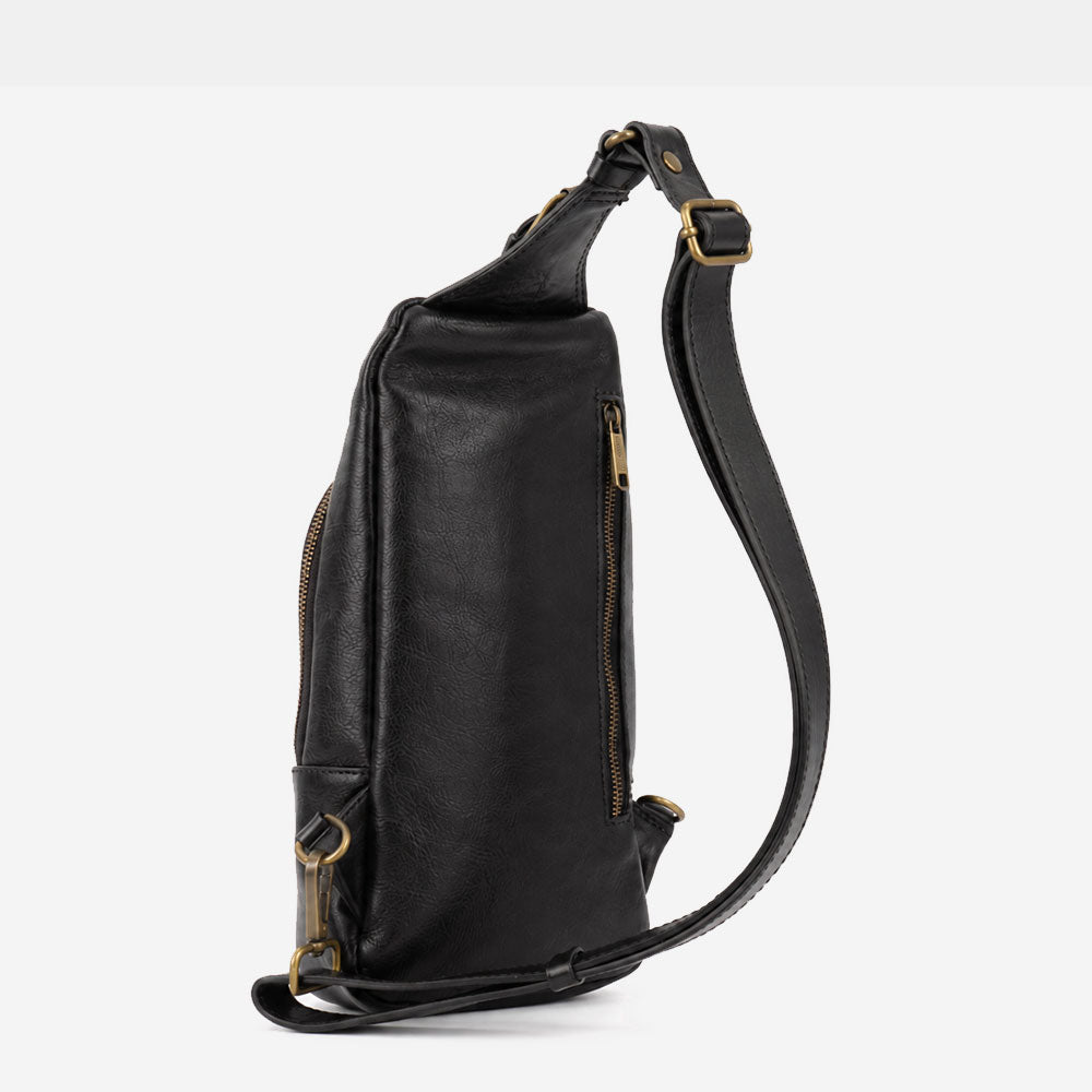 Monospalla in Pelle Nero VIAVERDI Made in Italy linea Firenze