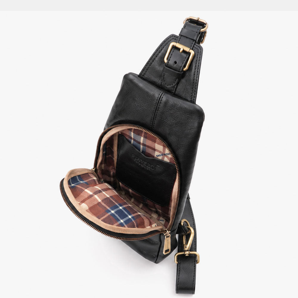 Monospalla in Pelle Nero VIAVERDI Made in Italy linea Firenze