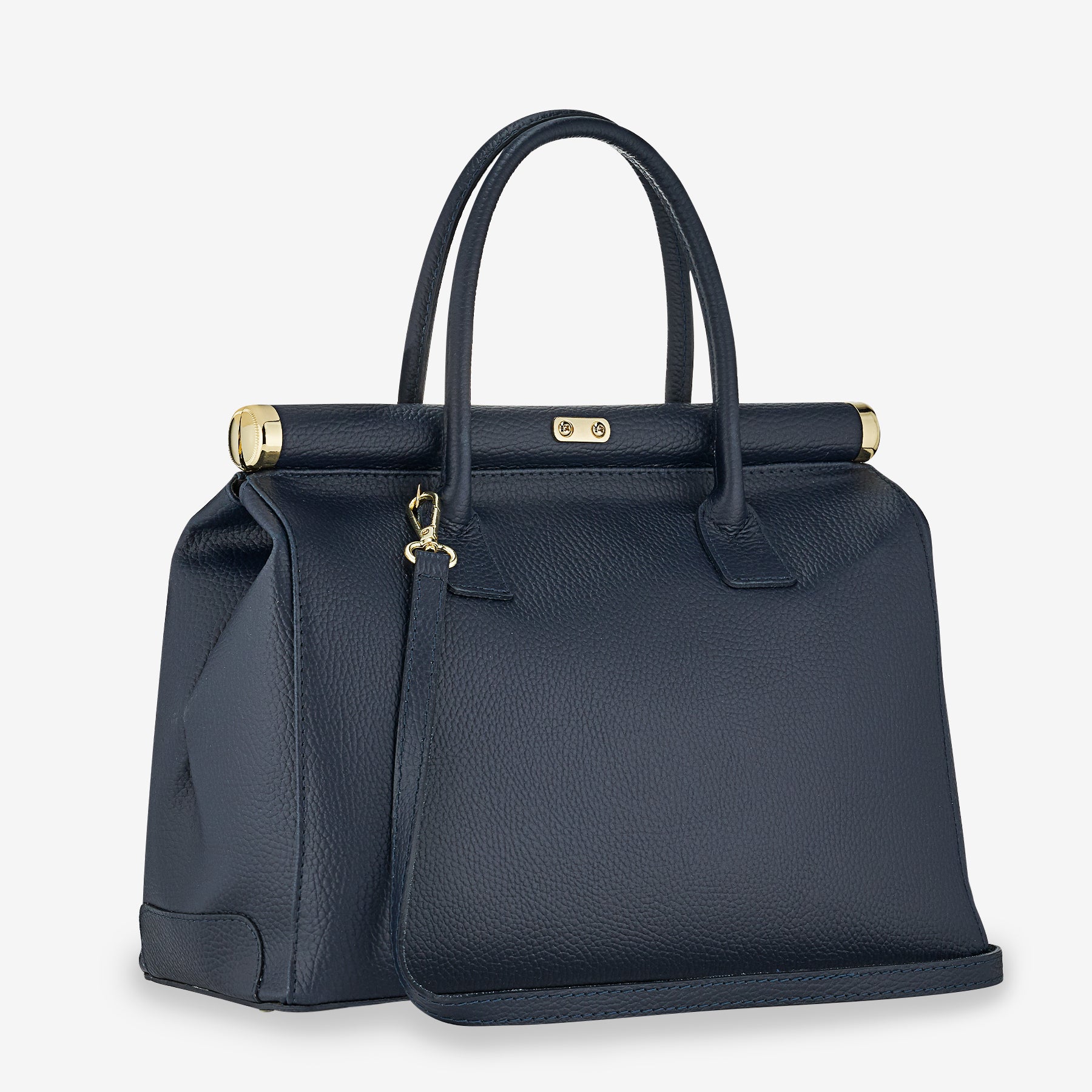 Borsa a Mano con Tracolla VIAVERDI in Pelle Blu Made in Italy