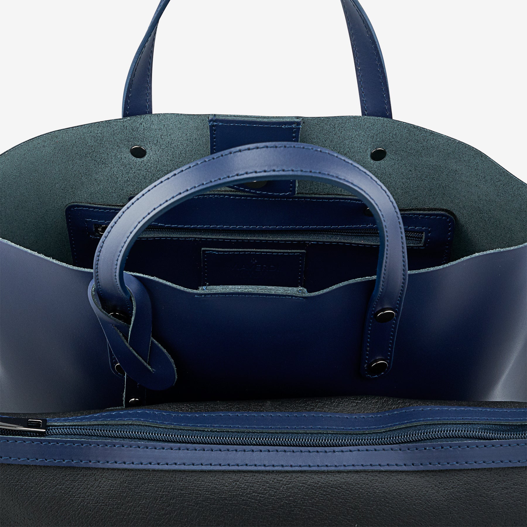 Borsa a Mano in Pelle Blu VIAVERDI Made in Italy