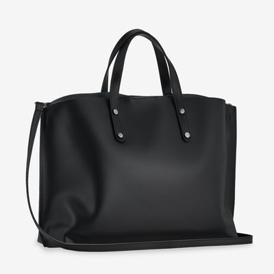 VIAVERDI Black Leather Handle Bag Made in Italy