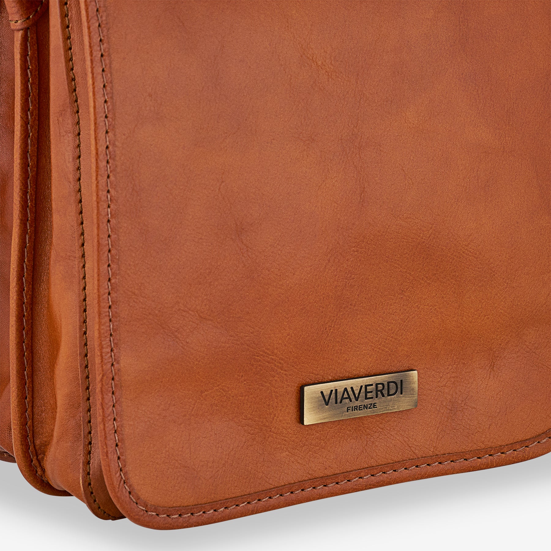 Borsello in Pelle color Cuoio VIAVERDI Made in Italy