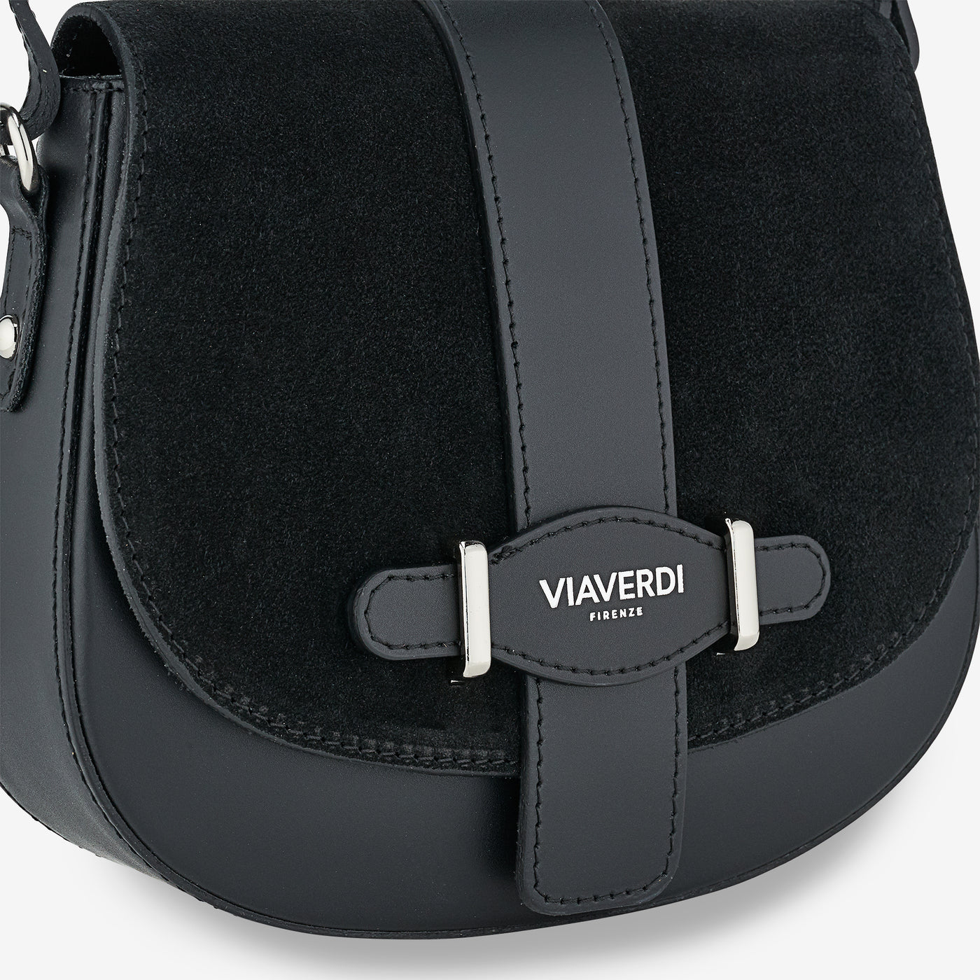VIAVERDI Black Leather Crossbody Bag Made in Italy